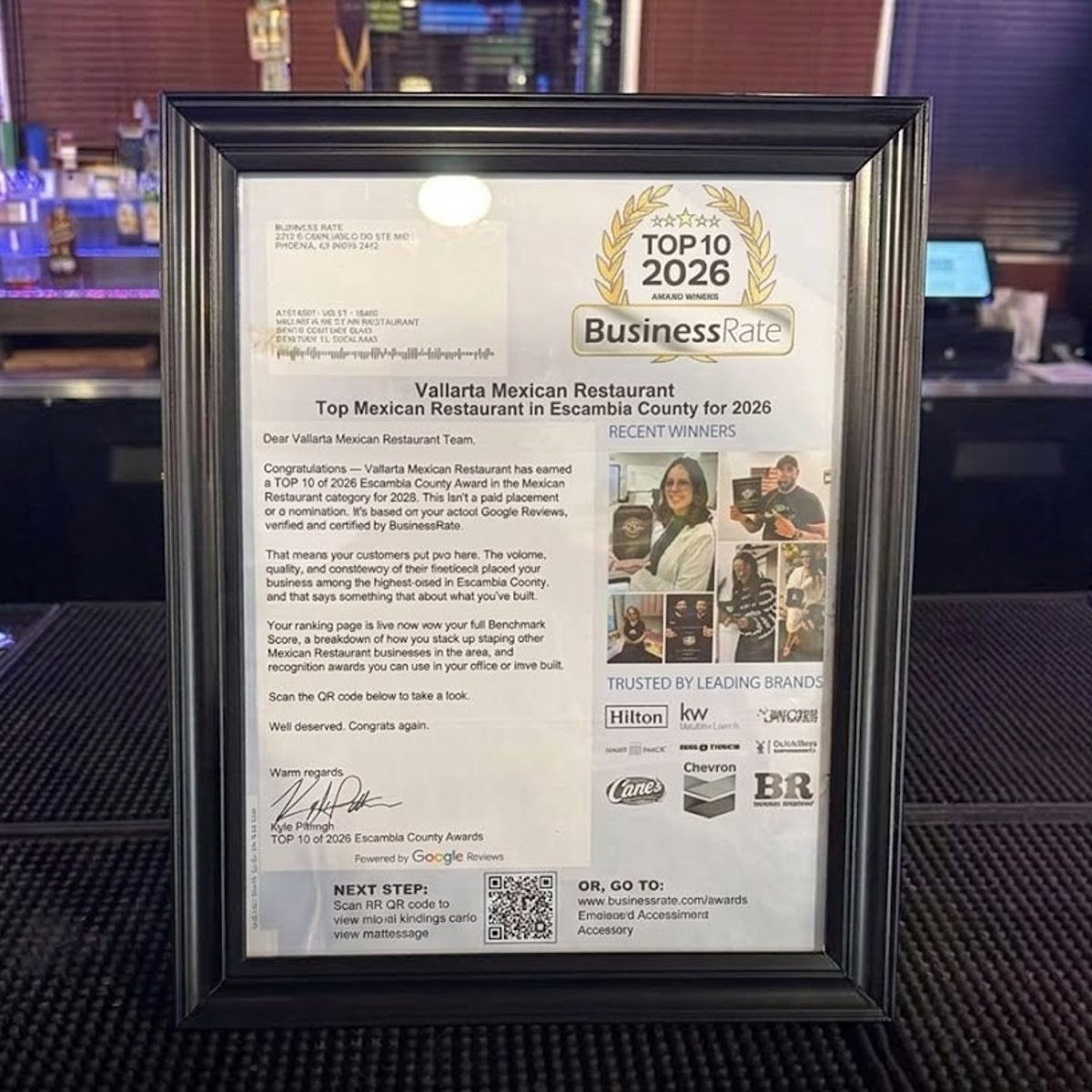 Top 10 of 2026 BusinessRate Award